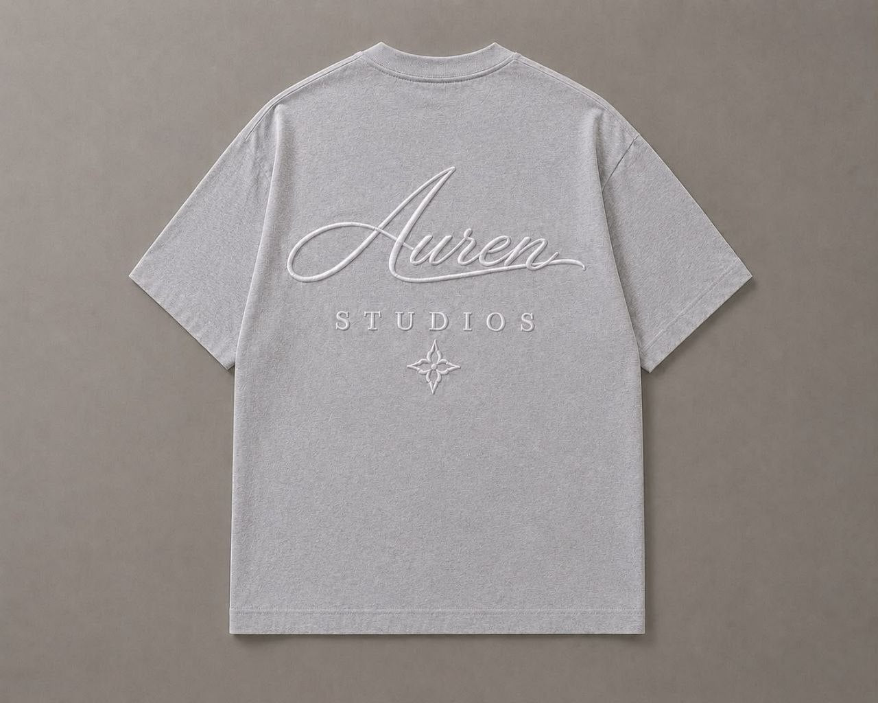 Premium Heather Grey Oversized Embroidered T-Shirt (AUREN STUDIOS)