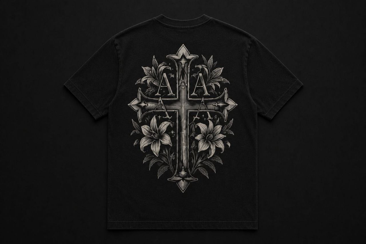 Gothic Cross Graphic Oversized T-Shirt (AUREN STUDIOS)