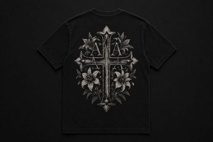 Gothic Cross Graphic Oversized T-Shirt (AUREN STUDIOS)