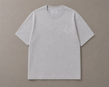 Premium Heather Grey Oversized Embroidered T-Shirt (AUREN STUDIOS)