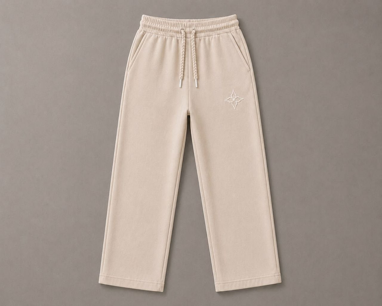 Premium Cream Oversized Straight Leg Sweatpants (AUREN STUDIOS)