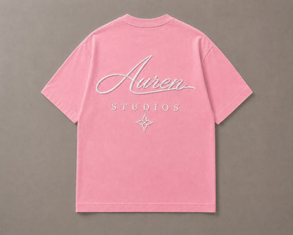 Pink Oversized Embroidered T-Shirt (AUREN STUDIOS)
