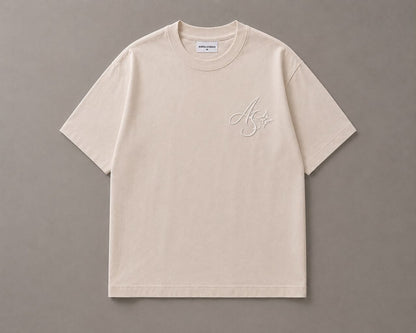 Premium Cream Oversized Embroidered T-Shirt (AUREN STUDIOS)