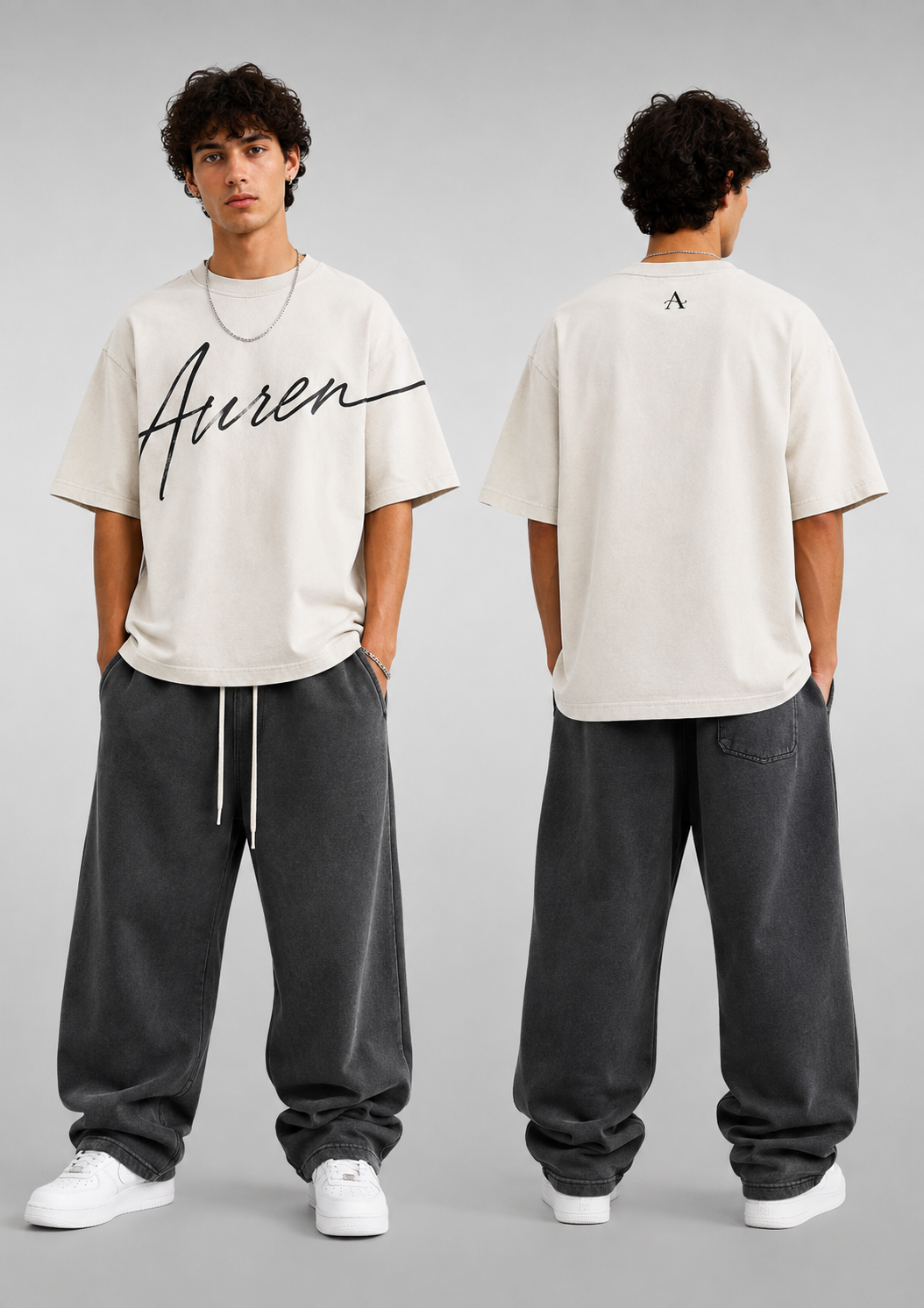 Oversized Signature Print T-Shirt (AUREN STUDIOS)