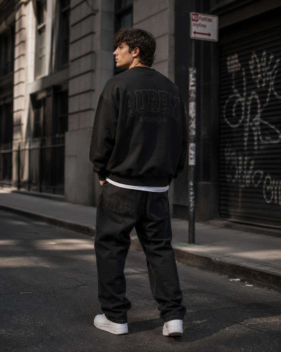 Premium Black Oversized Crewneck Sweatshirt (AUREN STUDIOS)